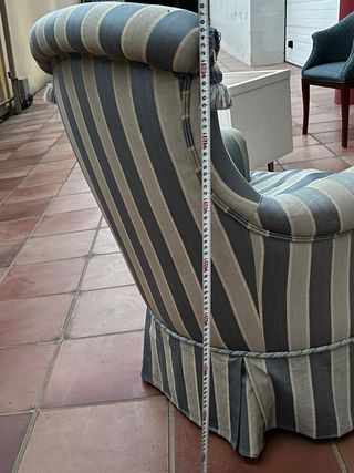 Sillón butaca orejera azul y gris