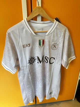 Camiseta Napoli EA7 Blanca y Dorada