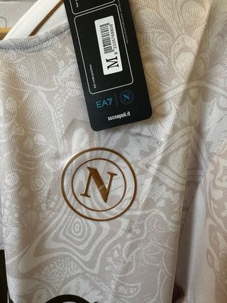 Camiseta Napoli EA7 Blanca y Dorada