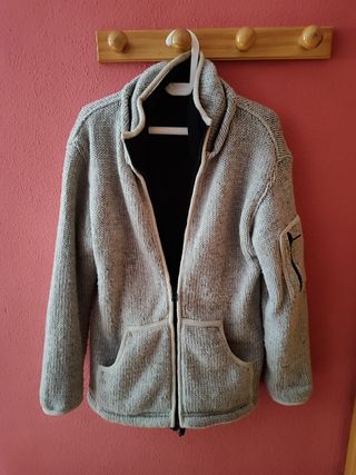 Chaqueta lana forro polar negro/gris