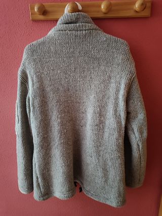 Chaqueta lana forro polar negro/gris