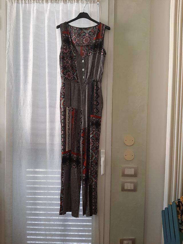 Tuta abito lungo fantasia patchwork