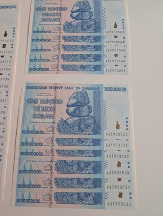 Billete Zimbabwe 100 Trillones(2008)AA precio unid