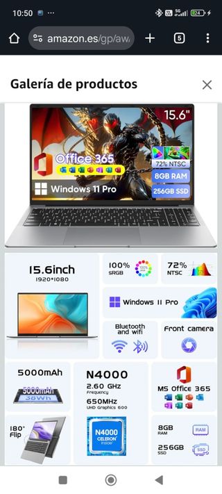 Portátil 15.6/ Windows 11 Pro/Amazon 