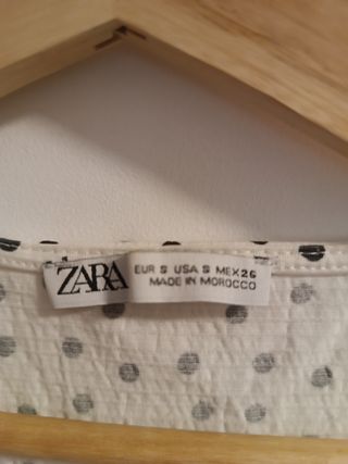 Top Zara lunares blanco y negro talla S