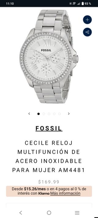 Reloj Fossil Cecile Plateado 