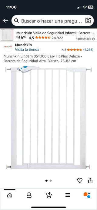 Barrera de seguridad Lindam Munchkin 76-82 cm. 