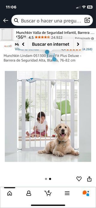 Barrera de seguridad Lindam Munchkin 76-82 cm. 