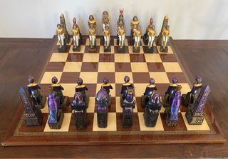 Scacchi Egizi dipinti a mano con scacchiera 47x47