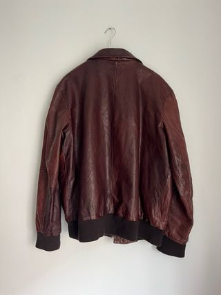 Chaqueta Bomber Cuero Tommy Hilfiger Marrón