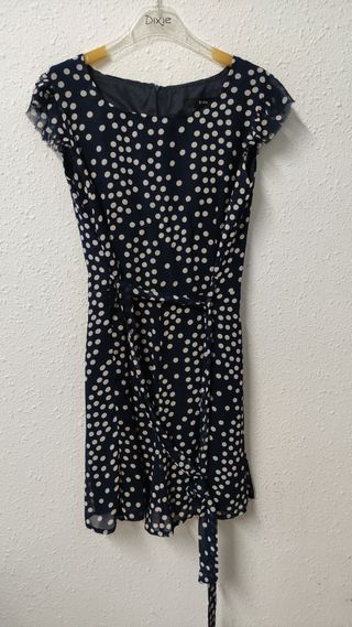 Vestido Festa azul con lunares blancos