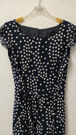 Vestido Festa azul con lunares blancos