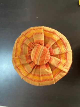 Cuscino tondo tessuto arancione giallo