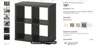 Libreria Kallax Ikea 77x77 cm Marrone-Nero