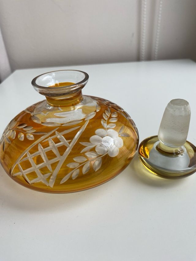 Botella Perfume Cristal Tallado Antigua