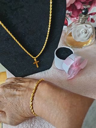 Cadena Acero con Cruz y Pulsera - Juego