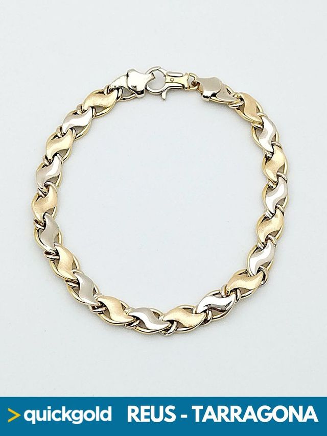 035-05-00406 PULSERA ORO BICOLOR 18K ONDAS 22CM
