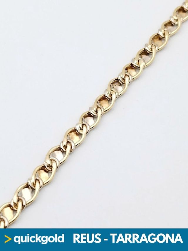 035-05-00406 PULSERA ORO BICOLOR 18K ONDAS 22CM