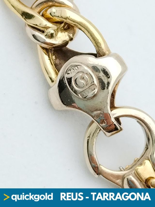 035-05-00406 PULSERA ORO BICOLOR 18K ONDAS 22CM