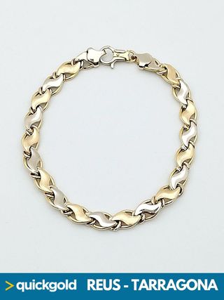 035-05-00406 PULSERA ORO BICOLOR 18K ONDAS 22CM