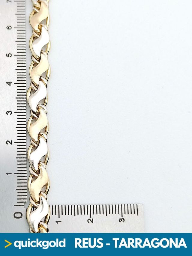 035-05-00406 PULSERA ORO BICOLOR 18K ONDAS 22CM