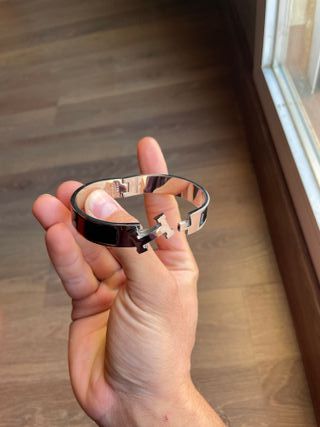 Pulsera Hermès Negra y Plateada