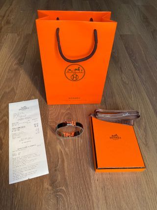 Pulsera Hermès Negra y Plateada