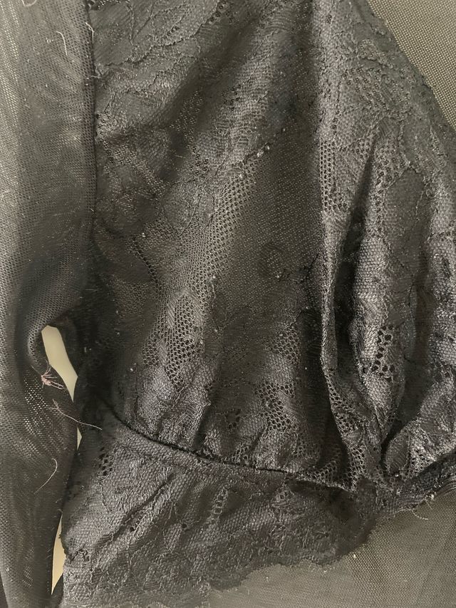 Top Chaquetita Malla Negra Manga Larga