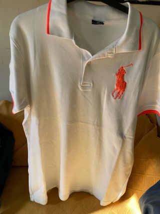 Polo Ralph Bianco Arancio Taglia L