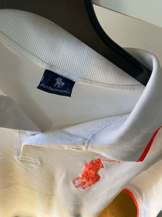 Polo Ralph Bianco Arancio Taglia L
