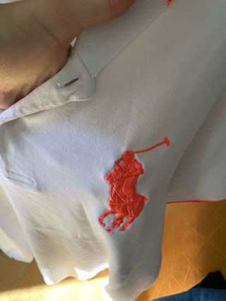 Polo Ralph Bianco Arancio Taglia L