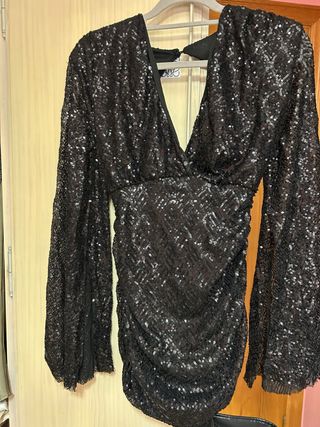 Vestido fiesta lentejuelas negro