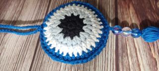 Ojo Turco Crochet Colgante Azul