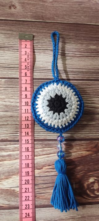 Ojo Turco Crochet Colgante Azul
