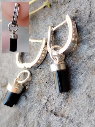 Pendientes Plata Turmalina Negra Circonita
