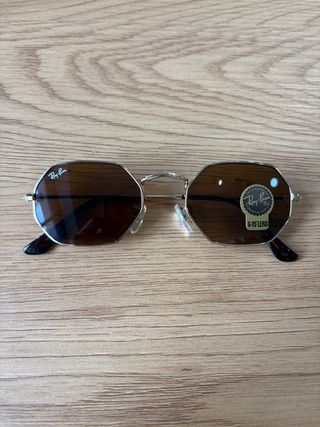 Ray-Ban Hexagonal RB3556 – Dorado  Lentes Marrones