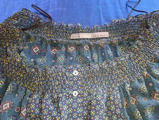 Blusa Zara Manga Corta Estampada Talla M