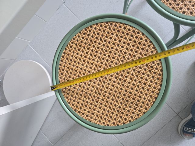 Bancos verdes metal y ratán (2 unidades) (55 cm )