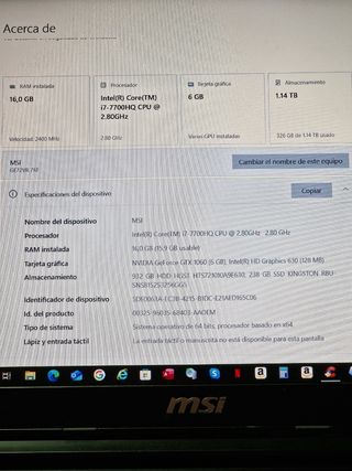 MSI GE72VR 7RF Apache Pro Portátil
