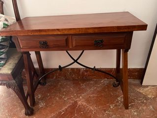 Recibidor/mesa auxiliar rústica madera y metal