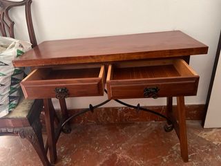 Recibidor/mesa auxiliar rústica madera y metal