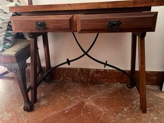 Recibidor/mesa auxiliar rústica madera y metal
