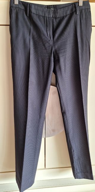 Pantalón 106cm M Dutti mujer, azul  rayas grises
