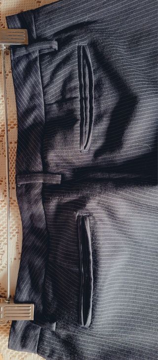 Pantalón 106cm M Dutti mujer, azul  rayas grises