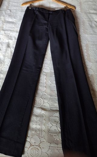 Pantalón 106cm M Dutti mujer, azul  rayas grises