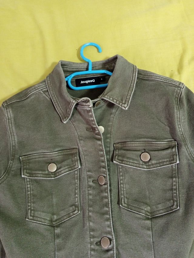 Vestido Desigual verde militar flores S