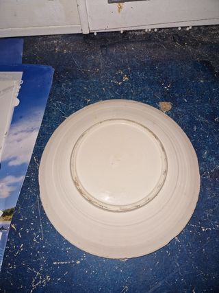 Platos blancos y rosas  de cerámica