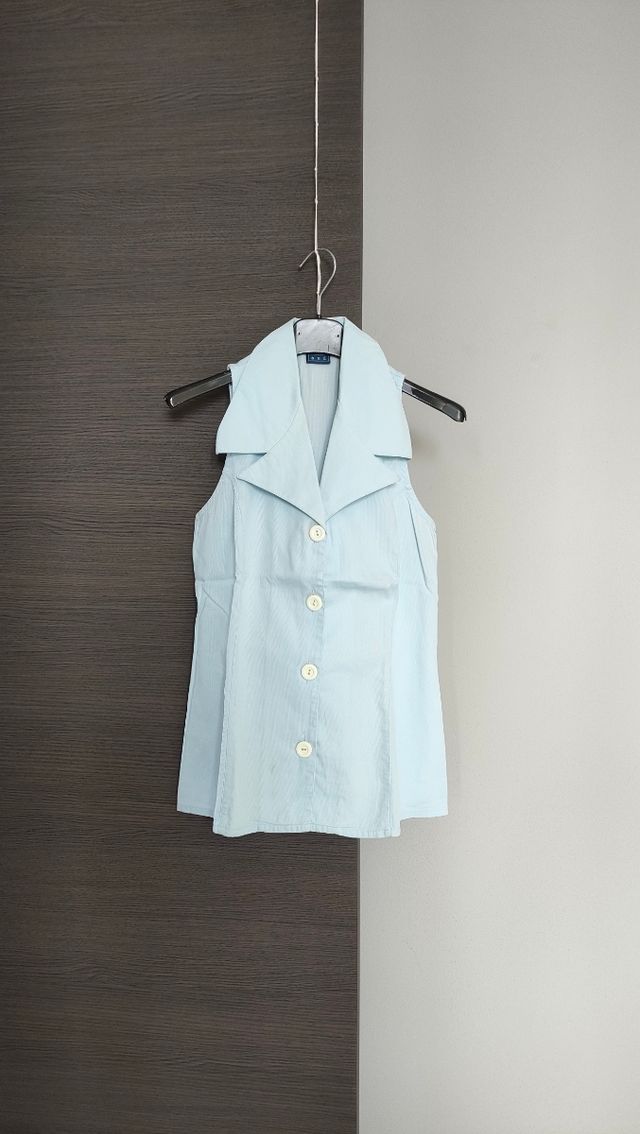 Camicia smanicata tg 42 vintage azzurra