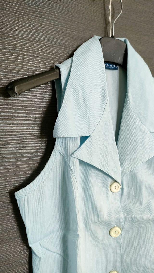 Camicia smanicata tg 42 vintage azzurra