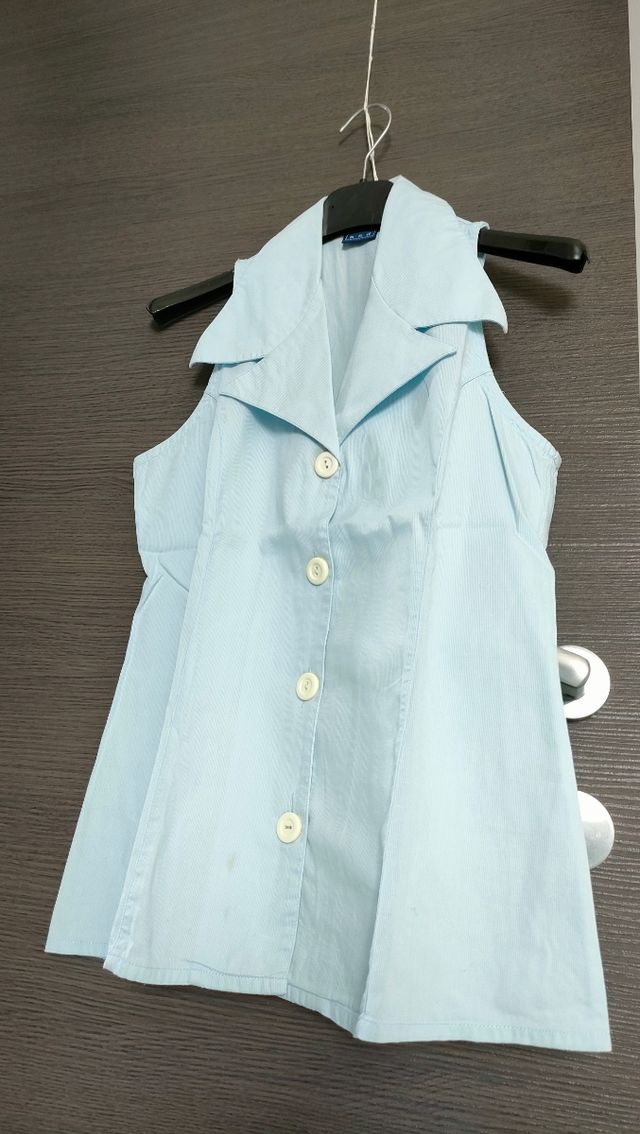 Camicia smanicata tg 42 vintage azzurra